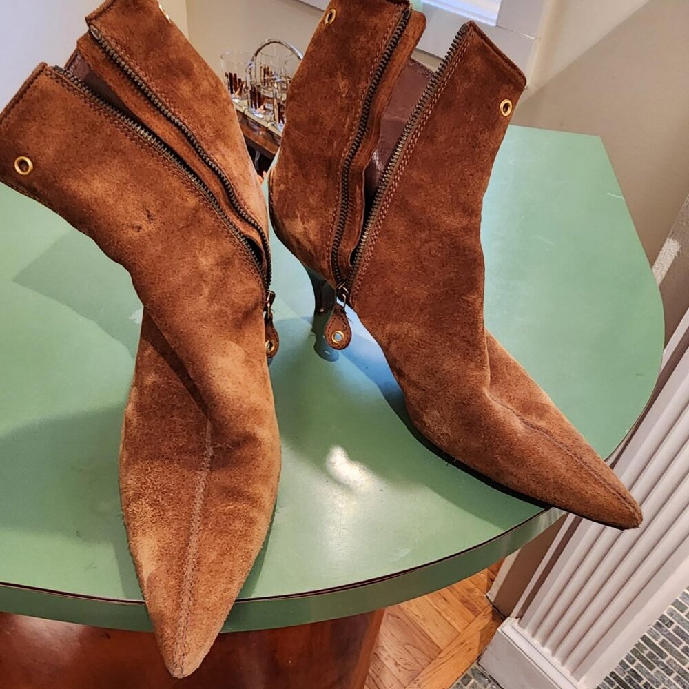 The Car Shoe Camel Half Booties Size 10